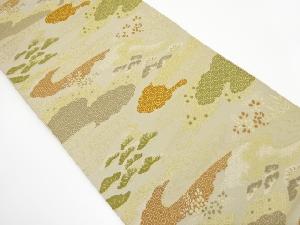 アンティーク　流水に笠松・萩・古典柄織り出し袋帯（着用可）